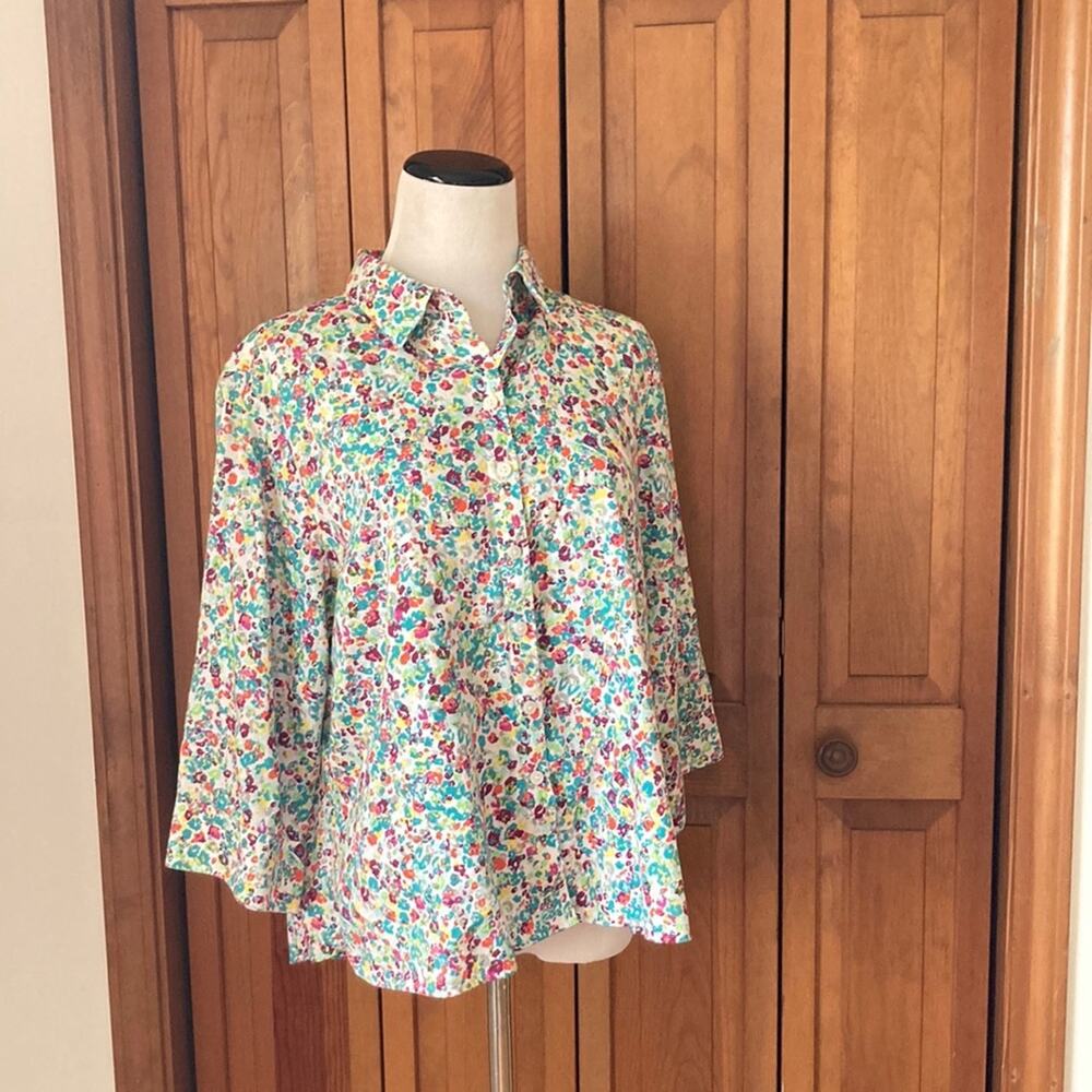 Weatbound Petites Floral Buttondown 3/4 Sleeve Shirt, Size XLP